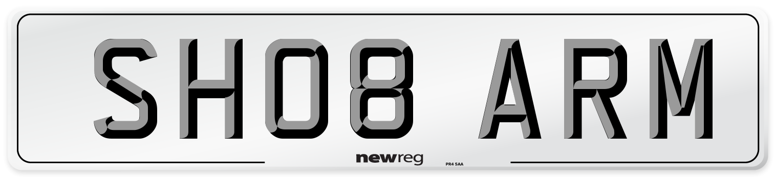 SH08 ARM Number Plate from New Reg